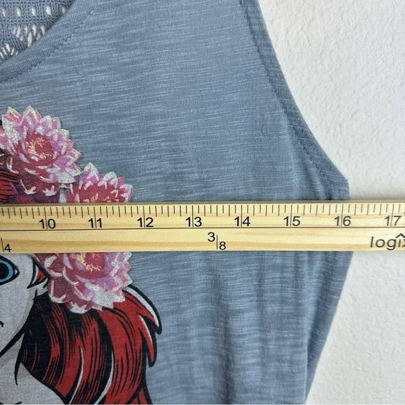 Disney The Little Mermaid Lace Glitter Tank Top Medium Sleeveless 7/9 Blue Ariel - Picture 9 of 9